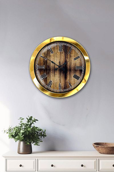 Kasva Concept Gift 36 cm Gold Metal Antique Wall Clock