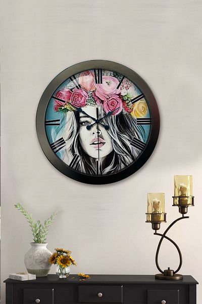 Kasva Concept Gift 36 cm Black Metal Decorative Wall Clock
