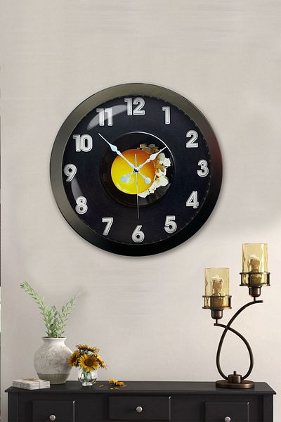 Kasva Concept Cadou 36 Cm Ceas de Perete Oul Metal Negru