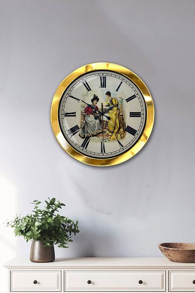 Kasva Concept Gift 36 cm Gold Metal Nostalgia Wall Clock