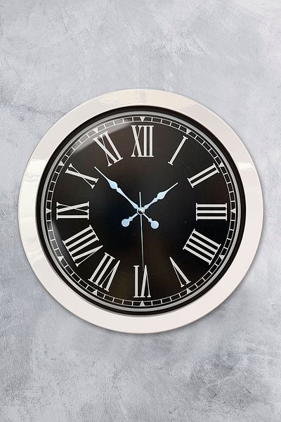 Kasva Concept 36 cm White Metal Black Color Wall Clock