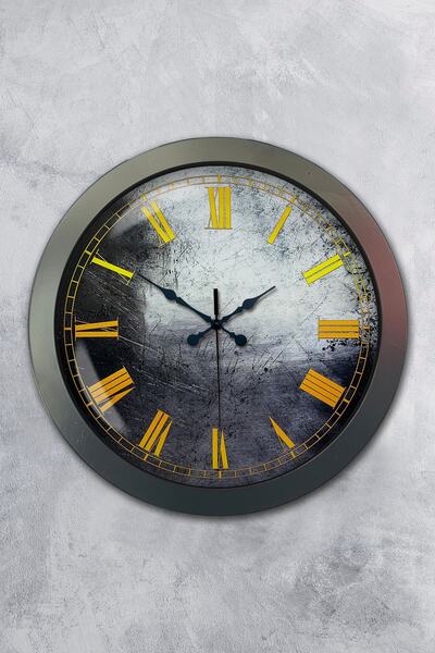 Platin Saat ساعة حائط معدنية باللون الأصفر مقاس 36 سم