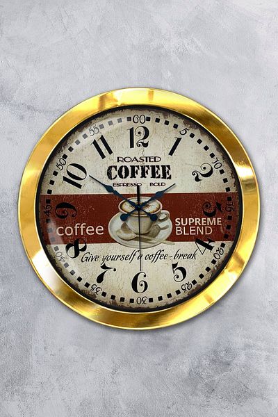 Kasva Concept Gift 36 cm Gold Metal Espresso Wall Clock