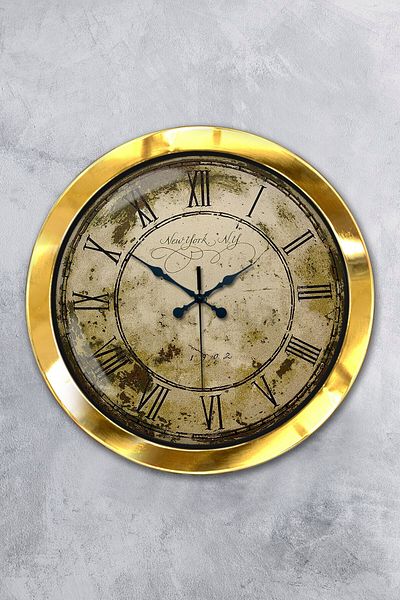 Kasva Concept Gift 36 cm Gold Metal Antique Wall Clock