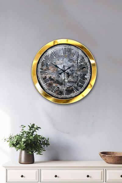 Kasva Concept Gift 36 cm Gold Metal Earth Wall Clock