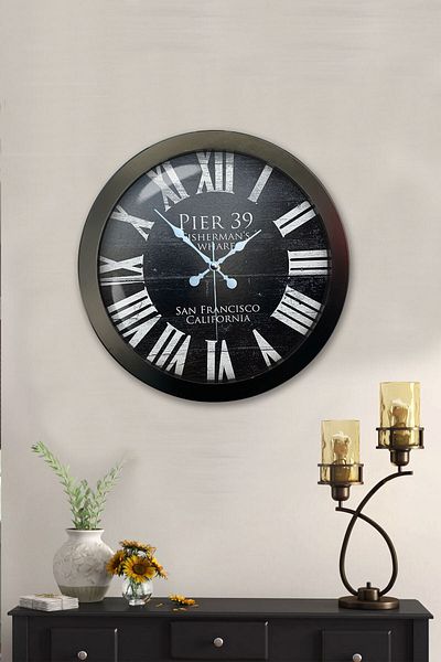 Kasva Concept 36 cm Black Metal San Francisco Wall Clock
