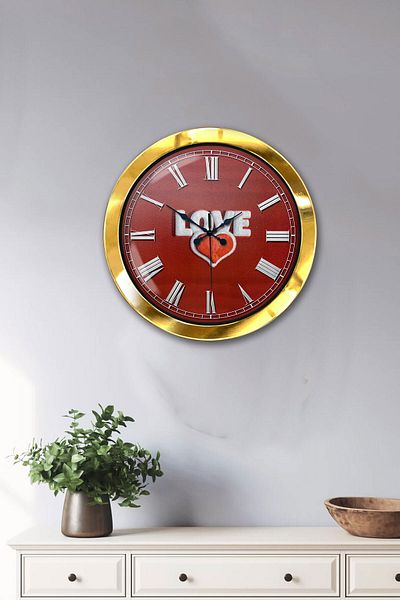 Kasva Concept Gift 36 cm Gold Metal Love Wall Clock