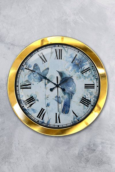 Kasva Concept Gift 36 cm Gold Metal Bird Wall Clock