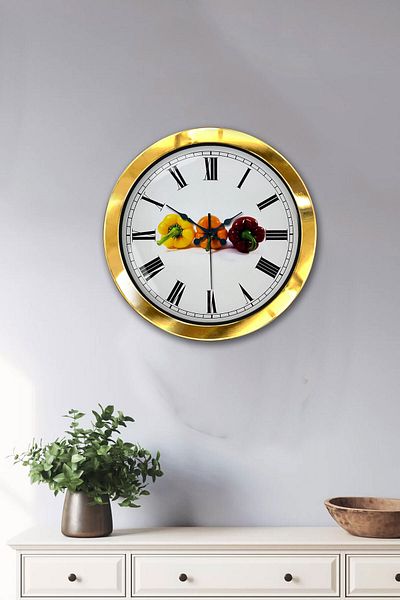 Kasva Concept Δώρο Ρολόι τοίχου κουζίνας 36 εκ. χρυσό μεταλλικό