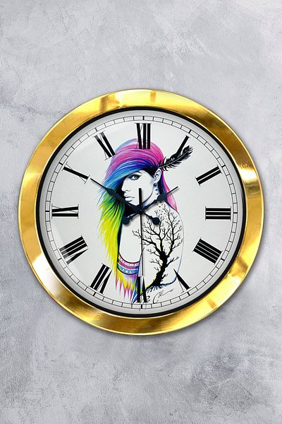 Kasva Concept Gift 36 cm Gold Metal Character Wall Clock