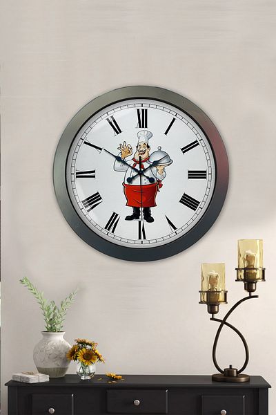 Platin Saat Ceas de perete de bucătărie din metal cromat de 36 cm