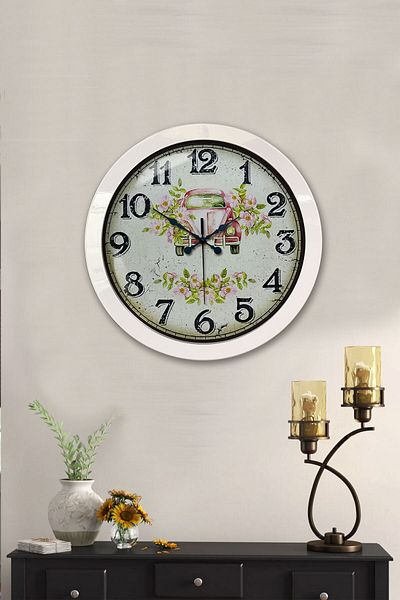 Kasva Concept Gift 36 cm White Metal Pink Turtle Wall Clock