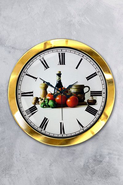 Kasva Concept Gift 36 cm Gold Metal Kitchen Wall Clock