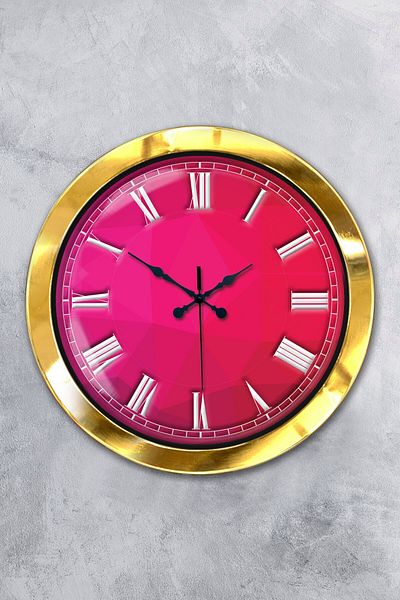 Kasva Concept Gift 36 cm Gold Metal Pink Wall Clock