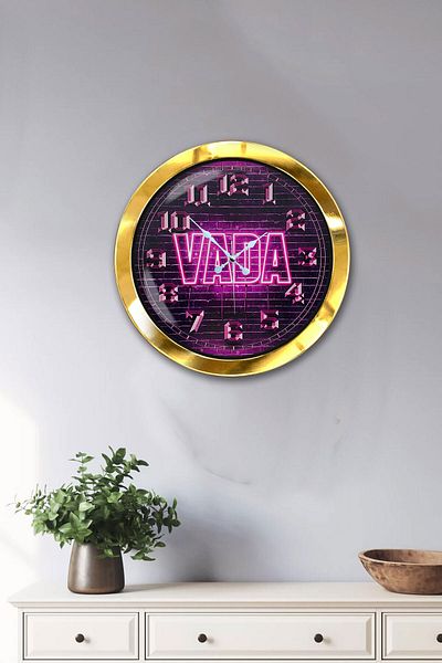Kasva Concept Gift 36 cm Gold Metal Vada Wall Clock