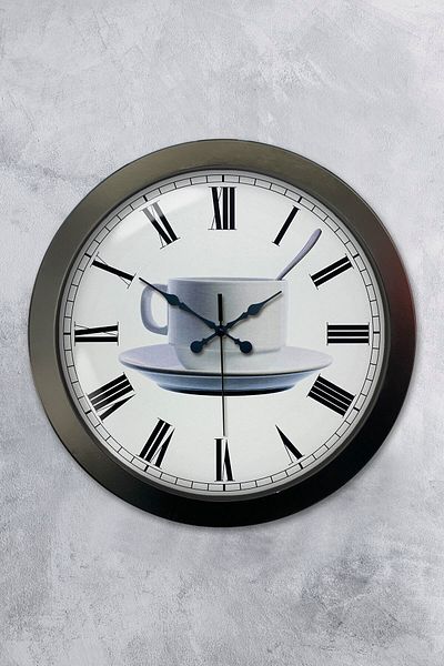 Kasva Concept Gift 36 Cm Black Metal Coffee Wall Clock