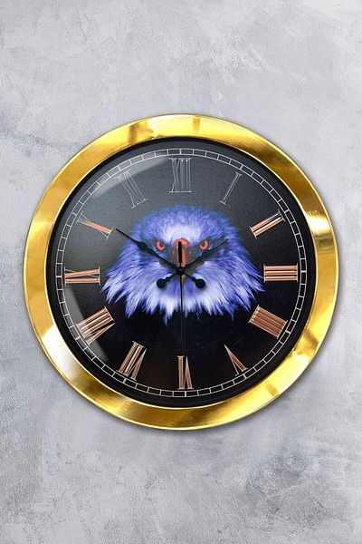 Kasva Concept Gift 36 cm Gold Metal Eagle Wall Clock