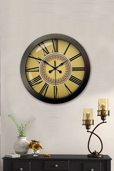 Kasva Concept Gift 36 cm Black Metal Roman Numeral Wall Clock