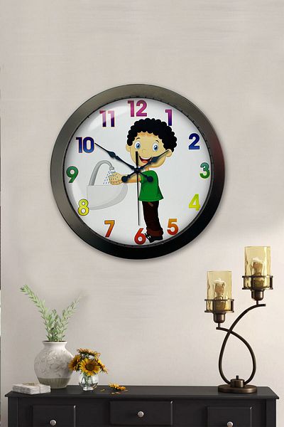 Kasva Concept Gift 36 cm Black Metal Children's Room Wall Clock