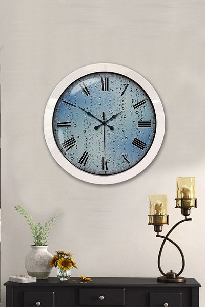 Kasva Concept 36 cm White Metal Raindrop Wall Clock