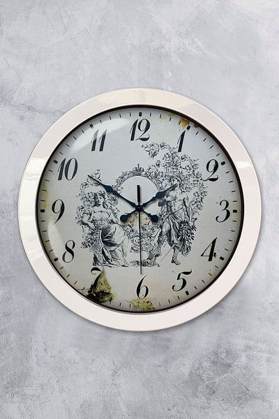 Kasva Concept Gift 36 cm White Metal Date Wall Clock