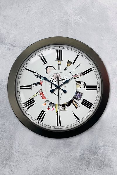 Kasva Concept Gift 36 cm Black Metal Beauty Salon Wall Clock