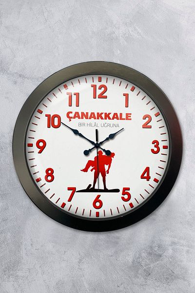 Kasva Concept 36 cm Black Metal Çanakkale Commemorative Wall Clock