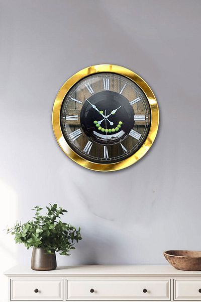 Kasva Concept Gift 36 cm Gold Metal Kitchen Wall Clock
