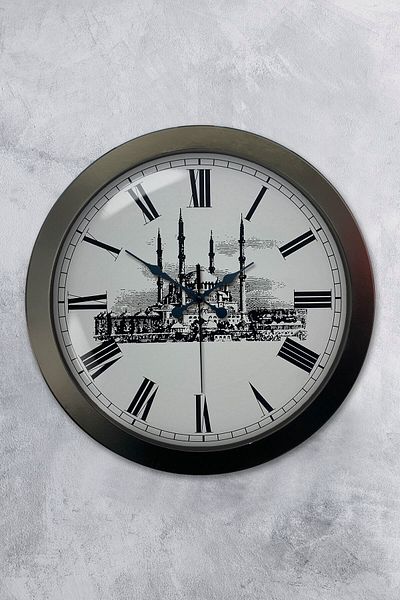 Kasva Concept Gift 36 cm Black Metal Mosque Wall Clock