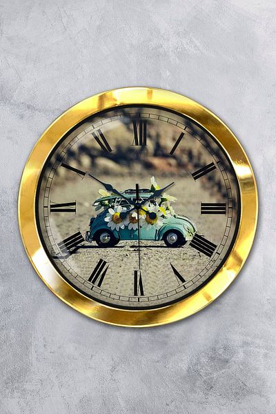 Kasva Concept Gift 36 cm Gold Metal Tosbağa Wall Clock
