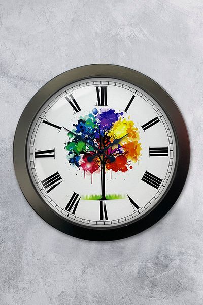Kasva Concept 36 cm Black Metal Colored Tree Wall Clock