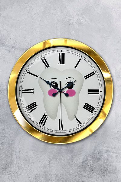 Kasva Concept Gift 36 cm Gold Metal Dental Wall Clock