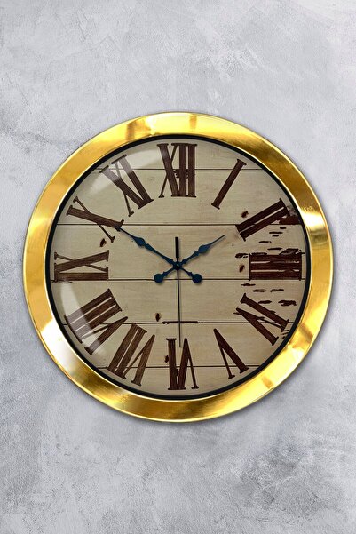 Platin Saat هدية ساعة حائط بتصميم معدني ذهبي مقاس 36 سم