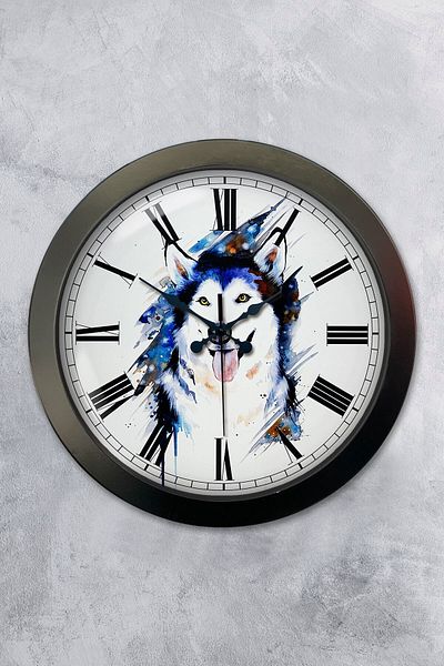Kasva Concept Gift 36 cm Black Metal Wolf Wall Clock