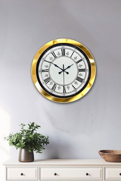 Kasva Concept Gift 36 cm Gold Metal Pattern Wall Clock