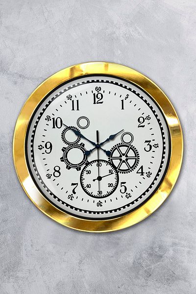 Kasva Concept Gift 36 cm Gold Metal Mechanical Wall Clock