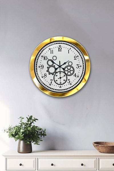 Kasva Concept Gift 36 cm Gold Metal Mechanical Wall Clock