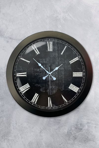 Kasva Concept Gift 36 cm Black Metal Black Antique Wall Clock