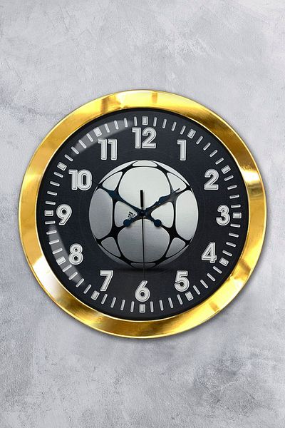 Kasva Concept Gift 36 cm Gold Metal Football Ball Wall Clock
