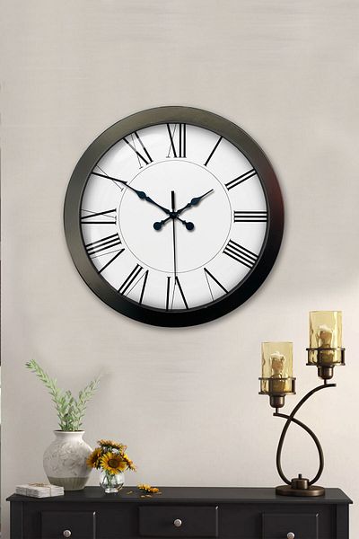 Kasva Concept 36 cm Black Metal Roman Classic Wall Clock