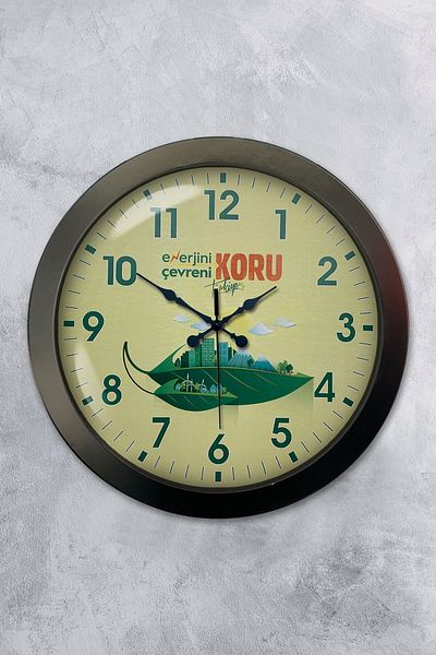 Kasva Concept Gift 36 cm Black Metal Environmental Themed Wall Clock