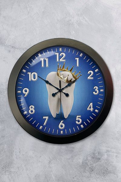 Kasva Concept Gift 36 cm Black Metal Dentist Wall Clock