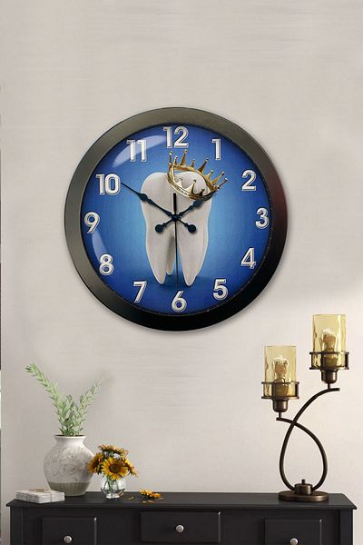 Kasva Concept Gift 36 cm Black Metal Dentist Wall Clock