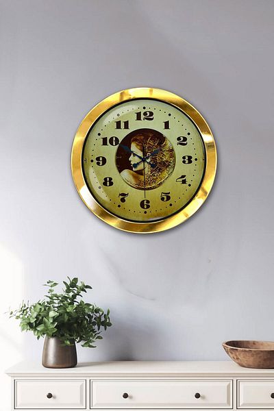 Kasva Concept Gift 36 cm Gold Metal Vintage Wall Clock