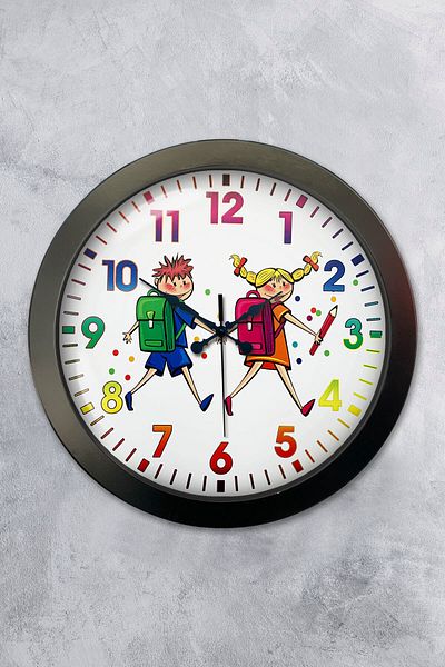 Kasva Concept Gift 36 cm Black Metal Children's Wall Clock