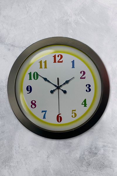 Kasva Concept Cadou 36 Cm Ceas de Perete Copii Metal Negru