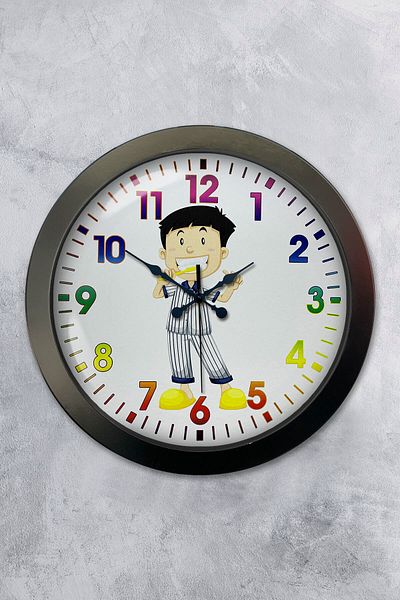 Kasva Concept Gift 36 cm Black Metal Children's Room Wall Clock