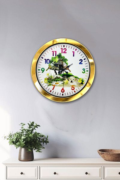 Kasva Concept 36 cm Gold Metal Natural Life Wall Clock