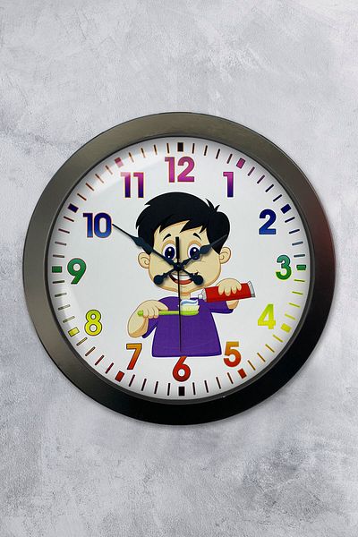 Kasva Concept Gift 36 cm Black Metal Children's Room Wall Clock