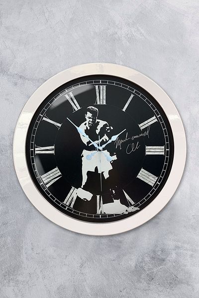 Kasva Concept Gift 36 cm White Metal Muhammad Ali Wall Clock